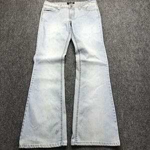 y2k Angels Jeans Juniors 11 Blue Light Wash Flare Embroidered Rhinestone Denim